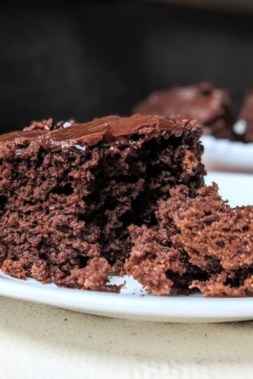 chocolate covered cherry cake serving on plate